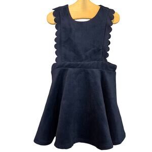 VTG Spain CiGirls Suede Like Scalloped Navy Lined Pinafore Holiday Recital 7/8